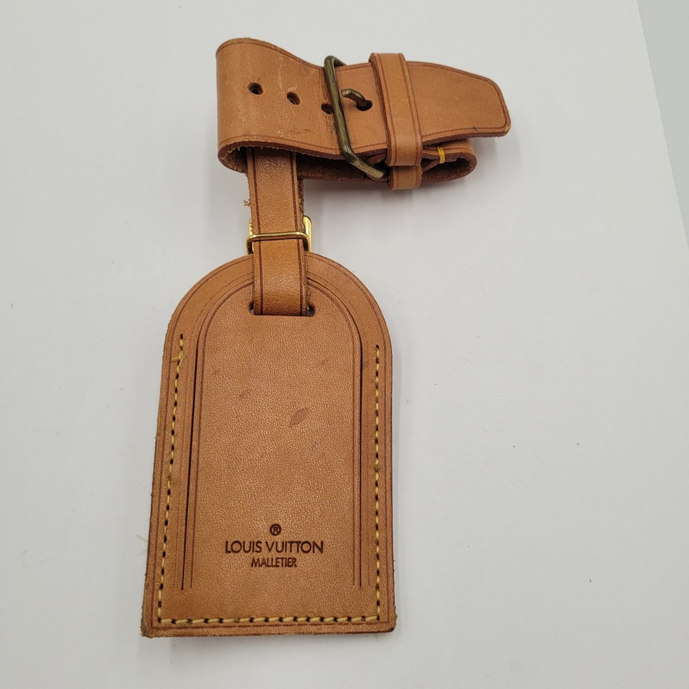 Louis Vuitton Malletier Vachetta Leather Luggage Tag and Handle Strap Set Brown